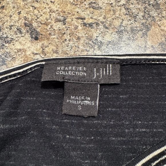 J Jill Womens Tunic Top Wearever 3/4 Sleeve Boatneck Stripe Black Size Small KQ - Picture 3 of 6